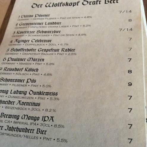 Page 1 of the tap list.